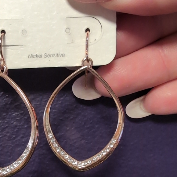 Maurices Shimmering Rose Gold Leaf Earrings - Picture 2 of 7